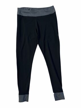 GAIAM Black Leggings with Gray Waistband and Cuff Accents